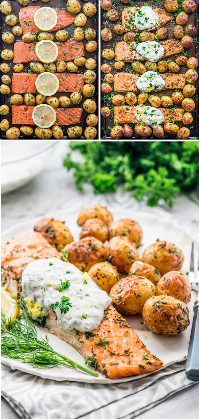 Pan Roasted Baby Potatoes
 Salmon with Dill Sauce and Roasted Baby Potatoes Sheet Pan