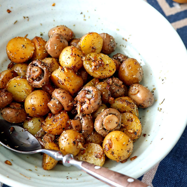 Pan Roasted Baby Potatoes
 Pan Roasted Garlic Mushroom and Baby Potatoes