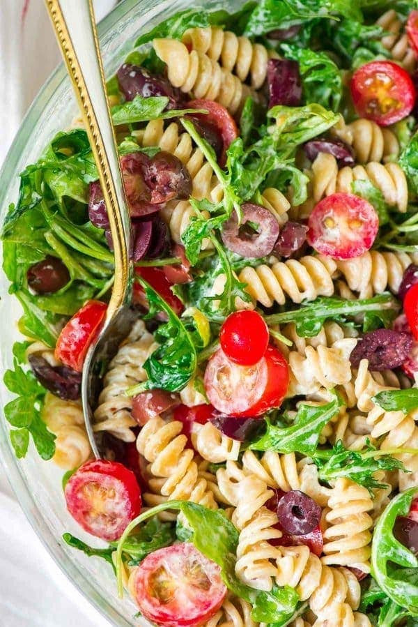Pasta Salad With Cheese
 Arugula Pasta Salad with Goat Cheese and Tomato