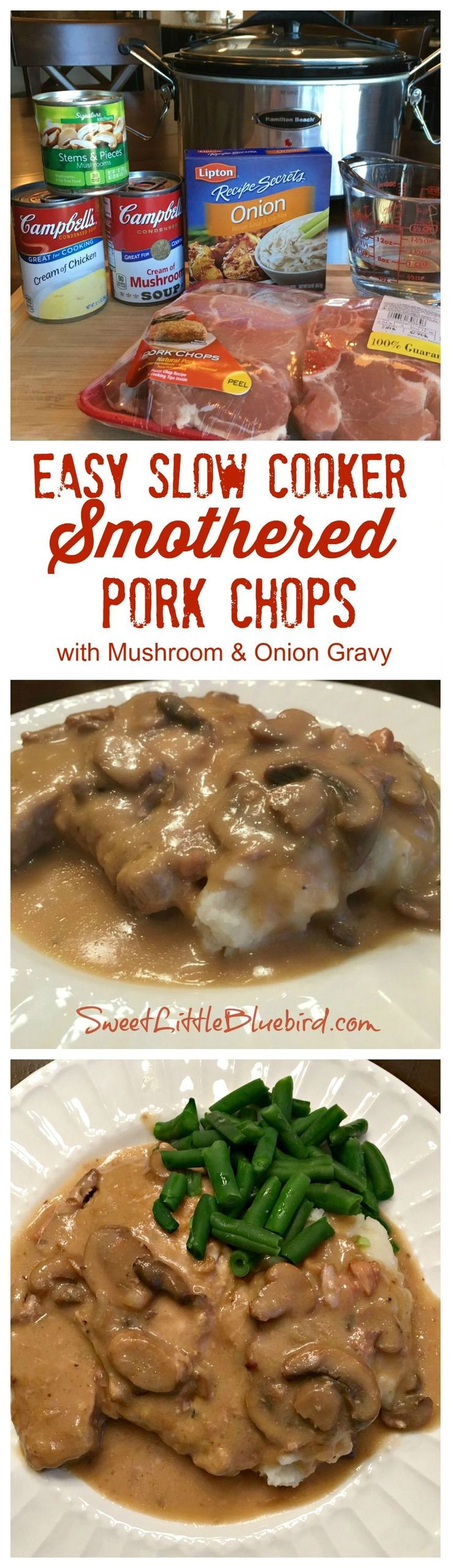 Pork Chops Cream Of Mushroom Crock Pot
 Easy Slow Cooker Smothered Pork Chops with Mushroom and