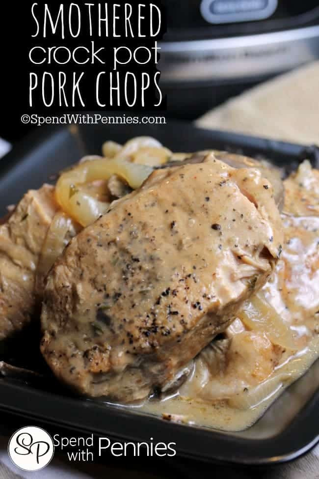 Pork Chops Cream Of Mushroom Crock Pot
 Smothered Crock Pot Pork Chops Spend With Pennies