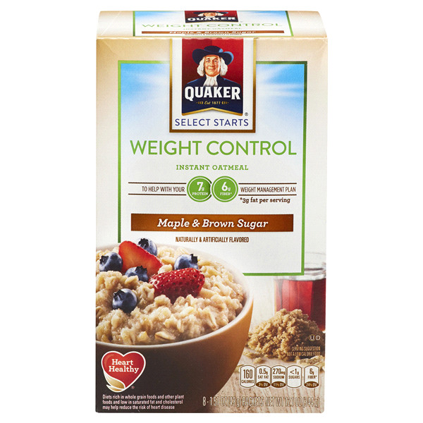 Quaker Oats Weight Control
 Nutritional Information Quaker Instant Oatmeal Weight