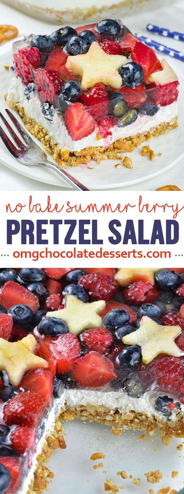 Quick And Easy Fourth Of July Desserts
 No Bake Summer Berry Pretzel Salad OMG Chocolate Desserts