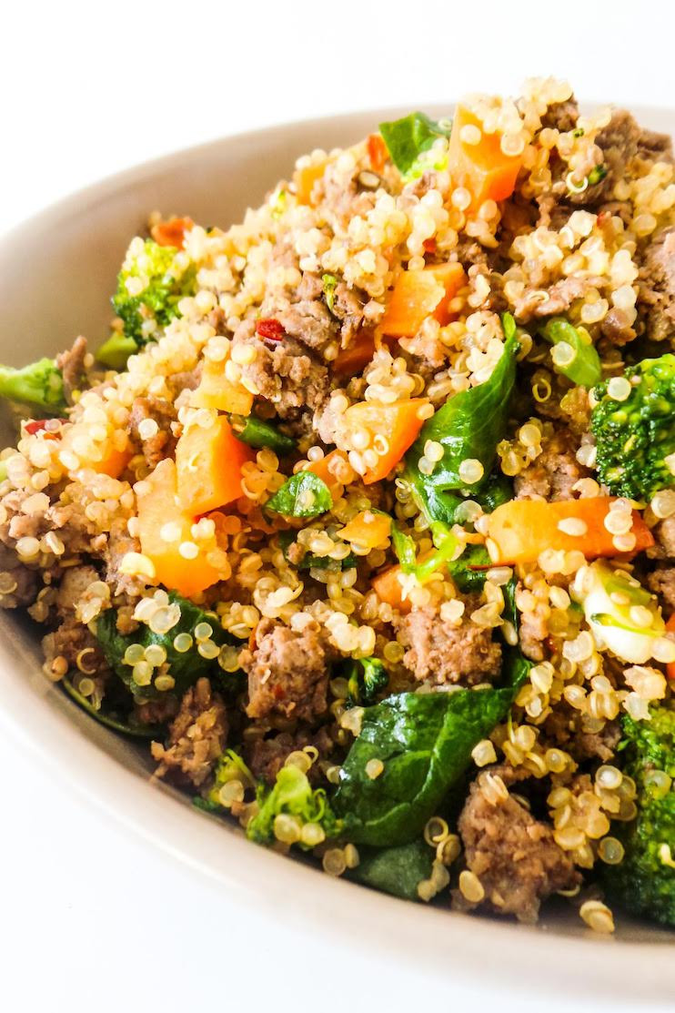 Quinoa And Ground Beef
 Healthy Ground Beef And Broccoli Fried Quinoa Recipe Her