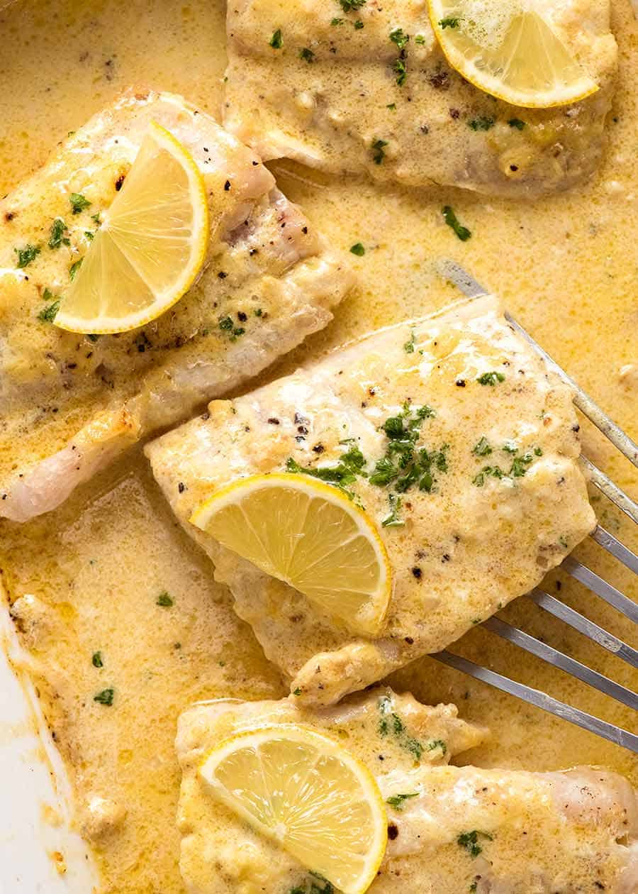 Recipes Baked Fish
 Baked Fish with Lemon Cream Sauce