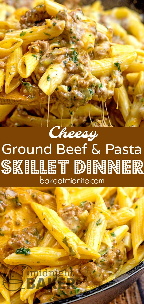 Recipes That Use Ground Beef
 Cheesy Ground Beef Pasta Skillet The Midnight Baker