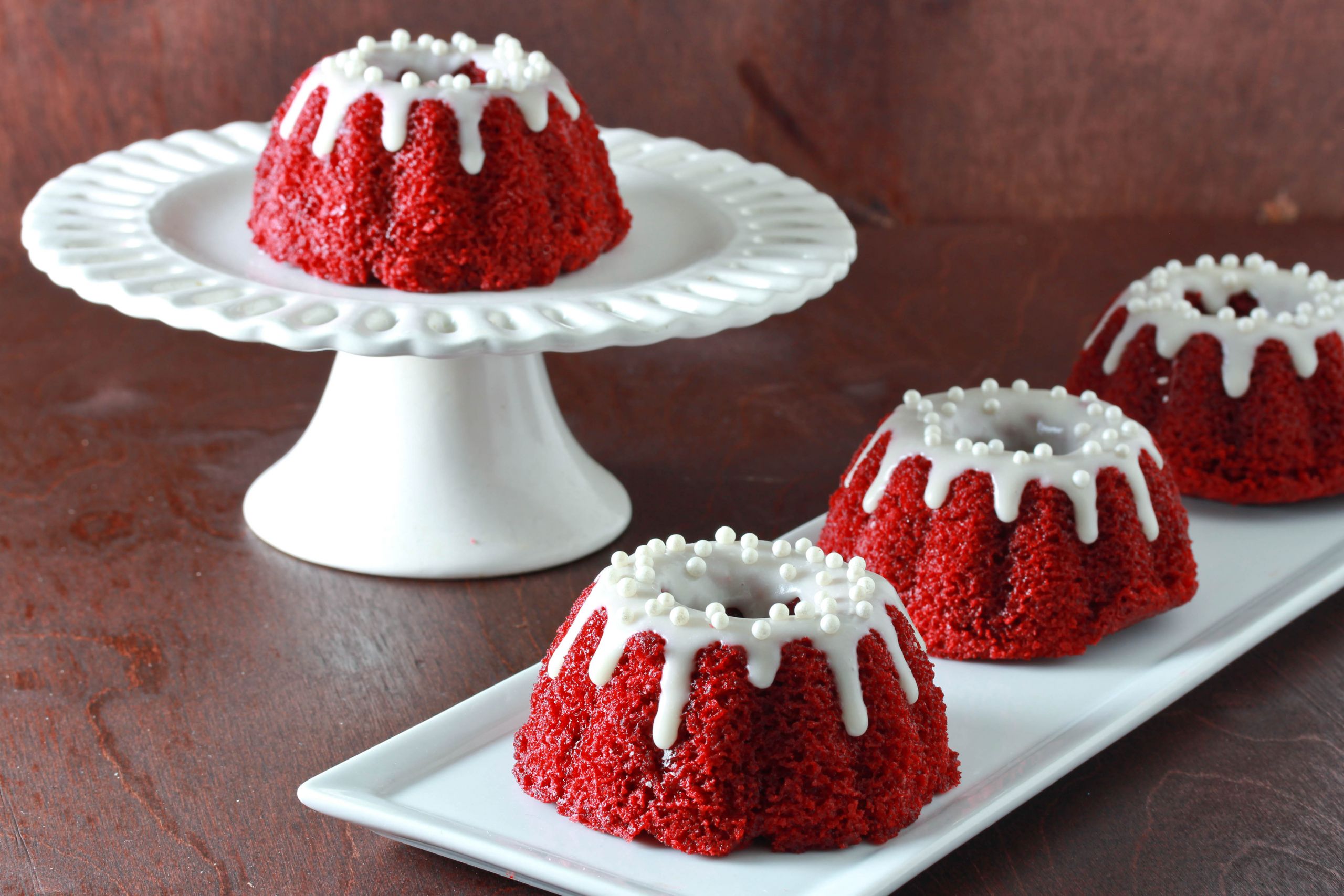 Red Velvet Bundt Cake
 Mini Red Velvet Bundt Cakes with Cream Cheese Glaze