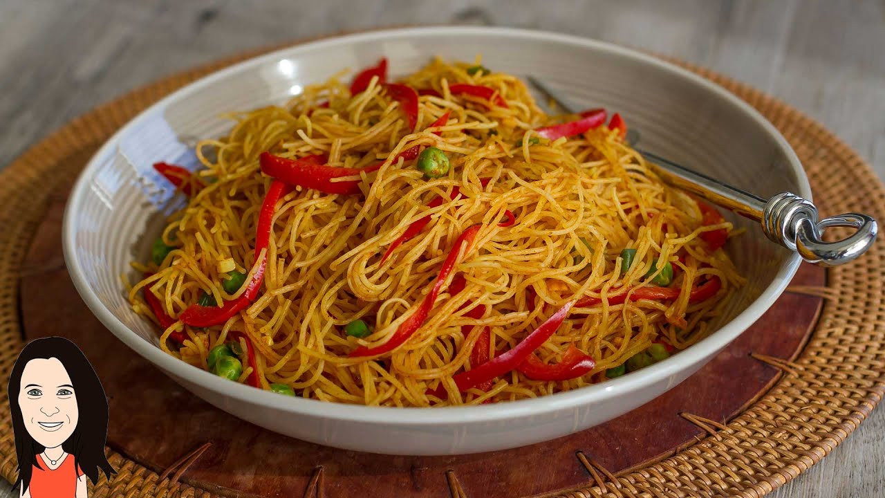 Rice Noodles Ingredients
 EASY Curried Singapore Rice Noodles No Oil Low Fat