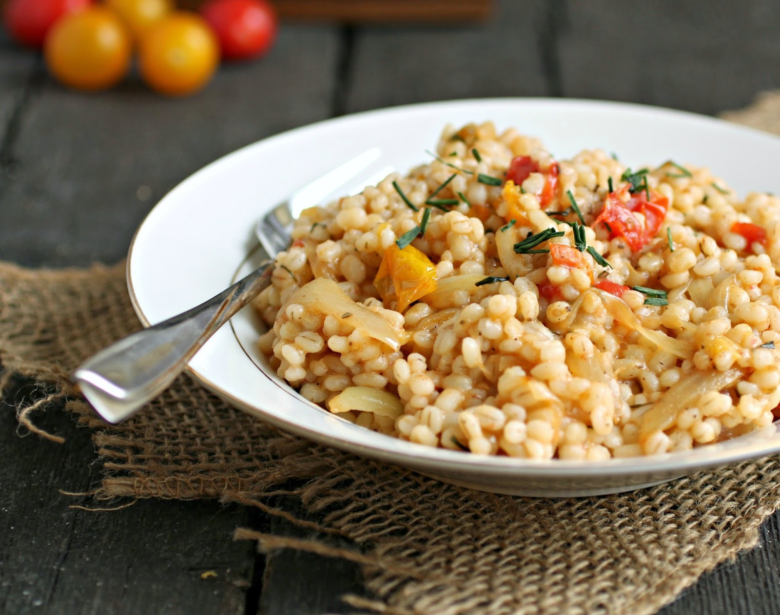 Risotto Side Dish
 Hungry Couple Pan Roasted Tomato Barley Risotto