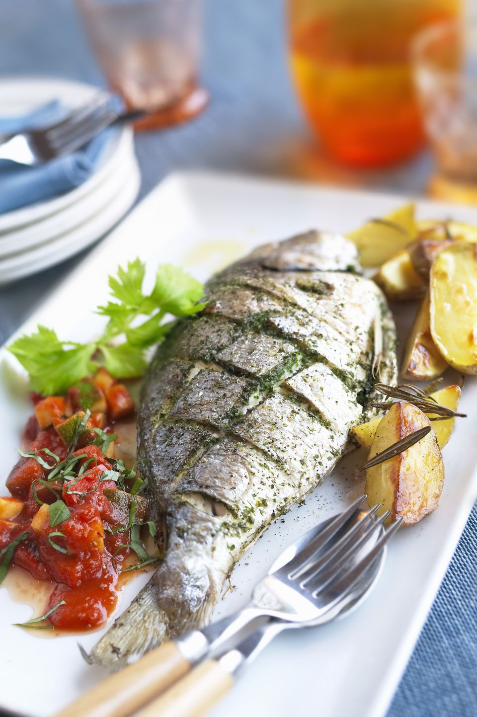 Roast Fish Recipes
 Simple Italian Style Whole Roast Fish in Herbs