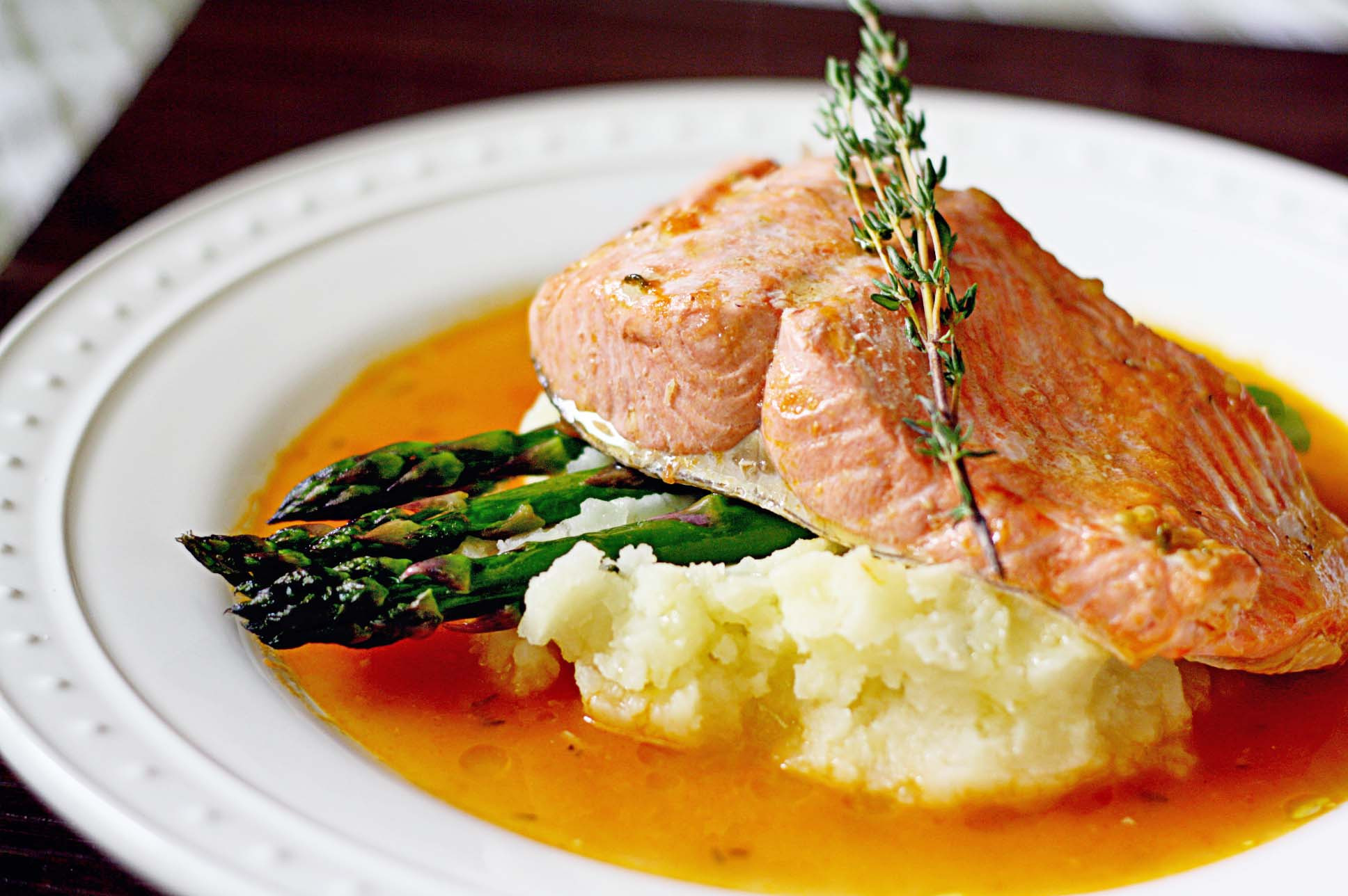Salmon And Mashed Potatoes
 Poached Salmon in Tomato Garlic Broth • Steele House Kitchen