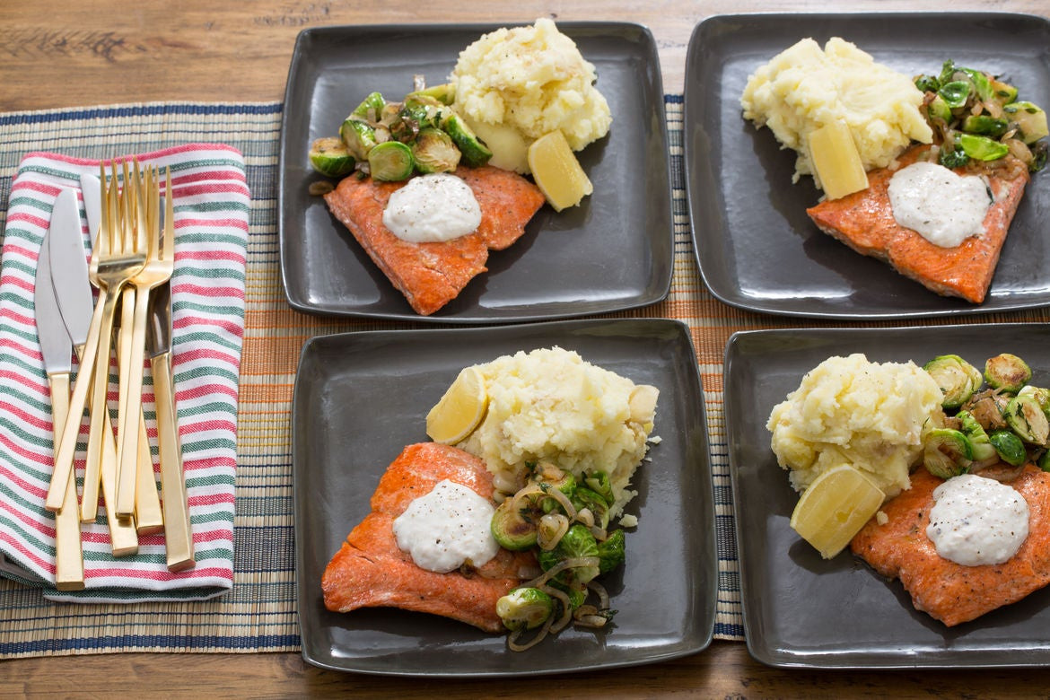 Salmon And Mashed Potatoes
 Recipe Seared Salmon & Apple Mashed Potatoes with