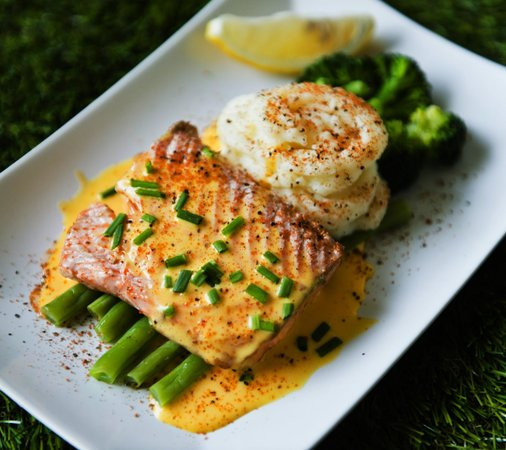 Salmon And Mashed Potatoes
 grilled salmon with baked mashed potato Picture of Svea
