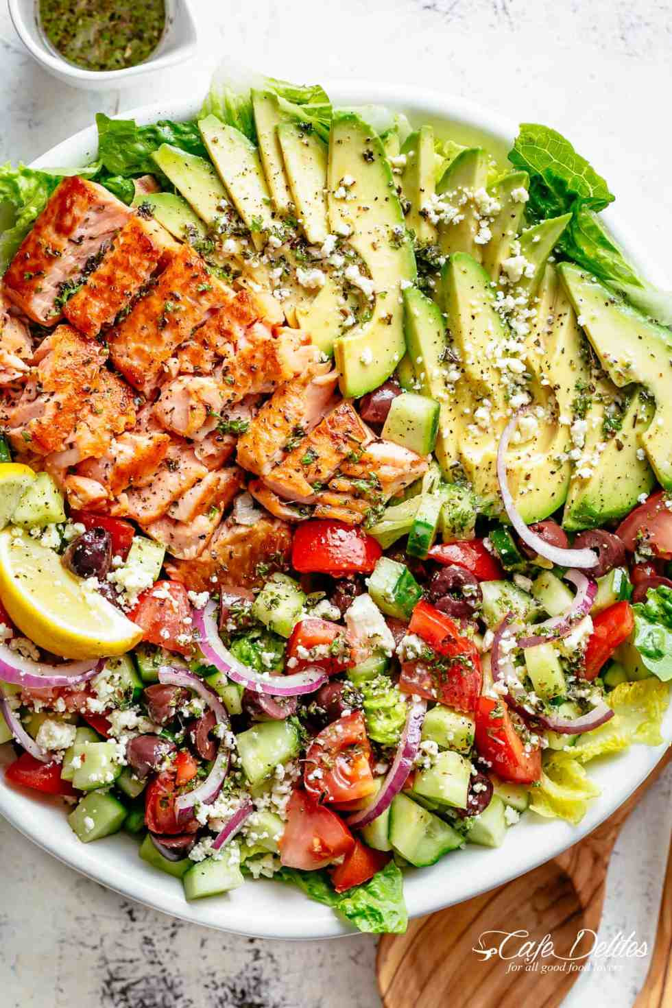 Salmon And Salad
 Mediterranean Avocado Salmon Salad – Cravings Happen