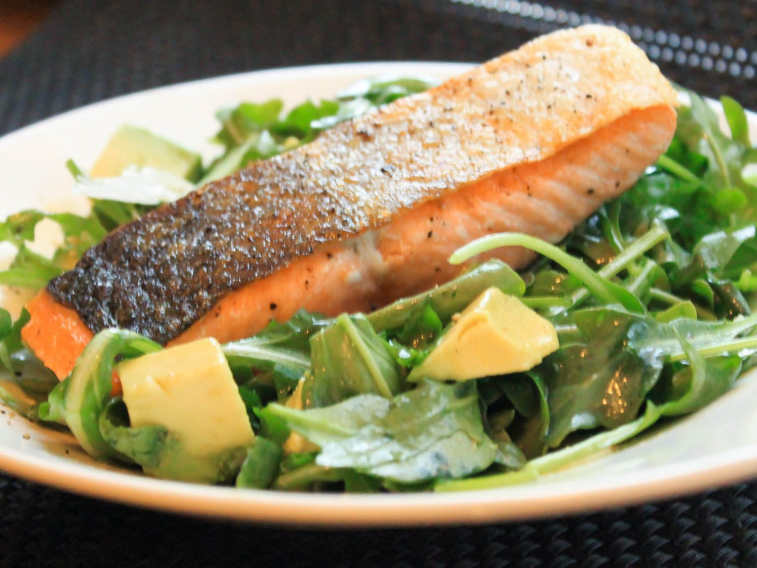 Salmon and Salad Unique 10 Minute Dinner Salmon with Arugula and Avocado Salad
