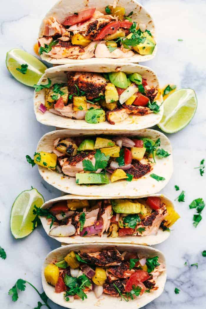 Salmon Fish Tacos Recipes
 Grilled Spicy Blackened Salmon Tacos with Pineapple