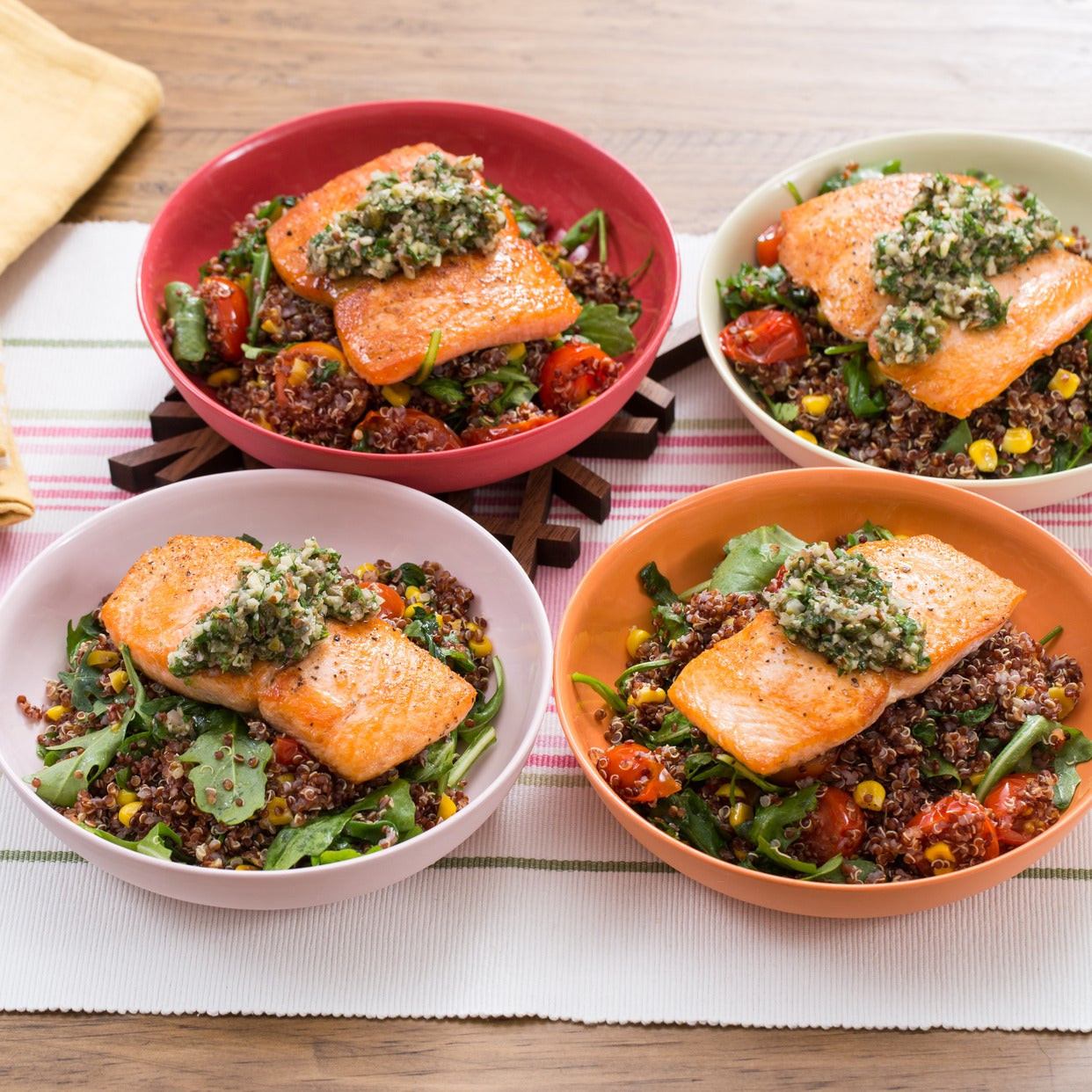 Salmon Quinoa Salad
 Recipe Seared Salmon & Salsa Verde with Summer Ve able