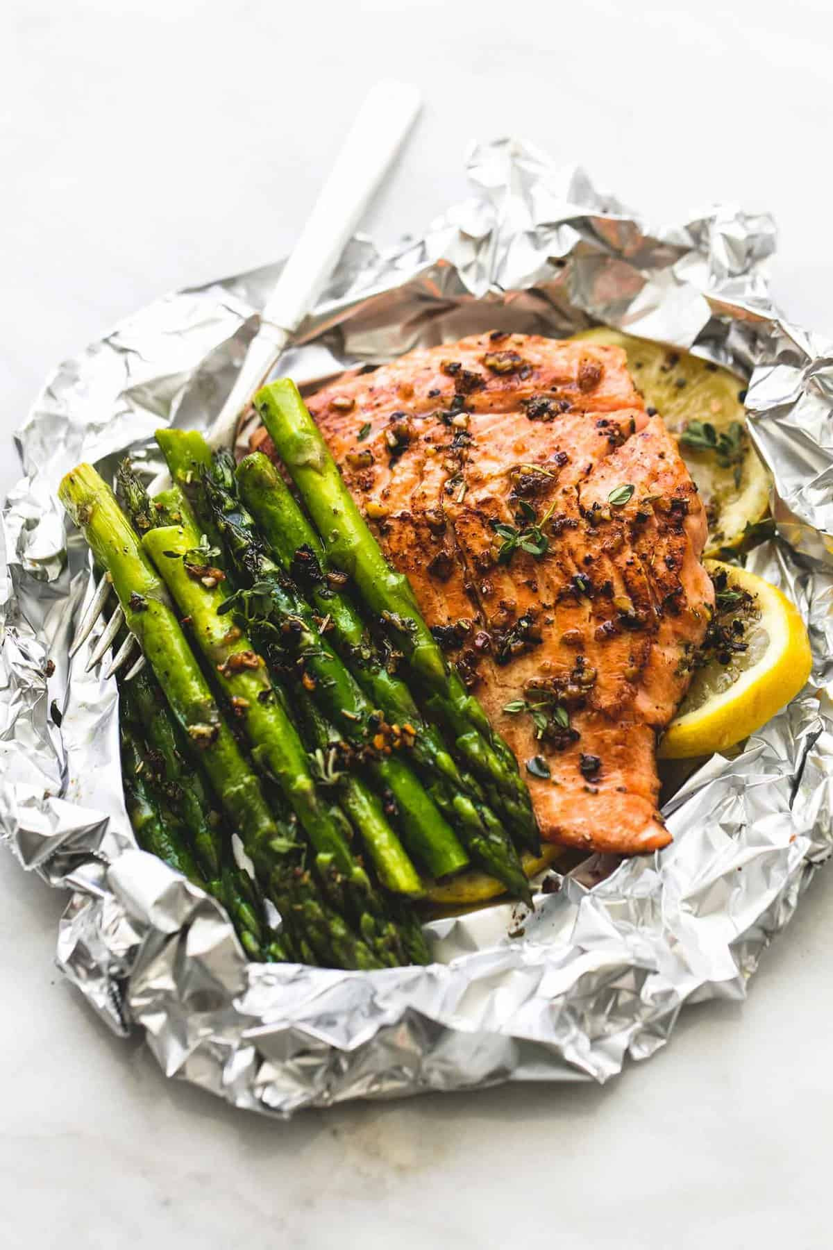 Salmon With Asparagus
 Herb Butter Salmon and Asparagus Foil Packs