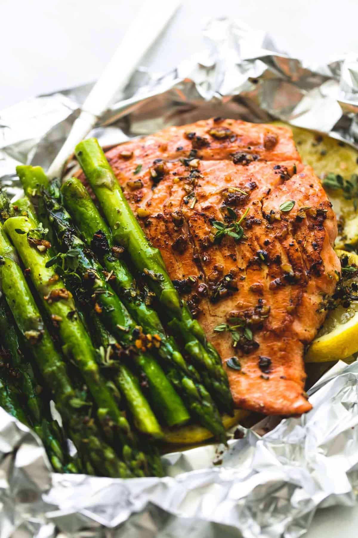 Salmon With Asparagus
 Herb Butter Salmon and Asparagus Foil Packs