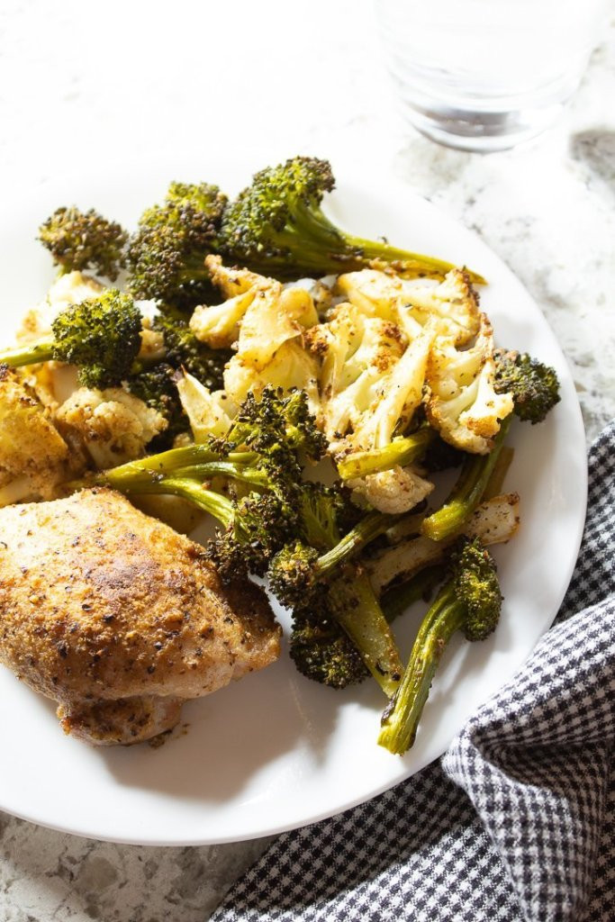 Sheet Pan Chicken Thighs And Broccoli
 Sheet Pan Chicken Thighs with Broccoli & Cauliflower