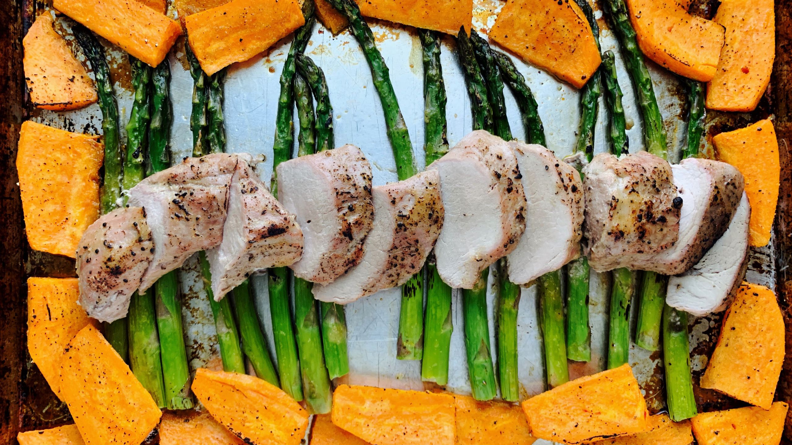Sheet Pan Pork Tenderloin
 Sheet pan pork tenderloin with sweet potatoes