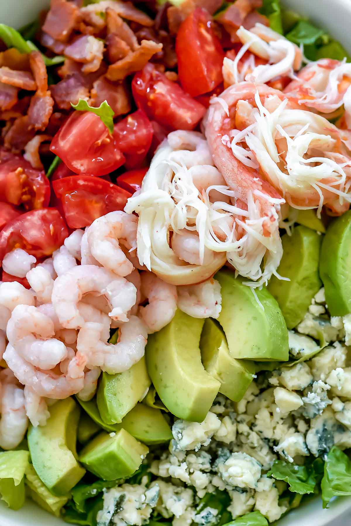 Shrimp And Crab Salad
 Crab and Shrimp Seafood Cobb Salad