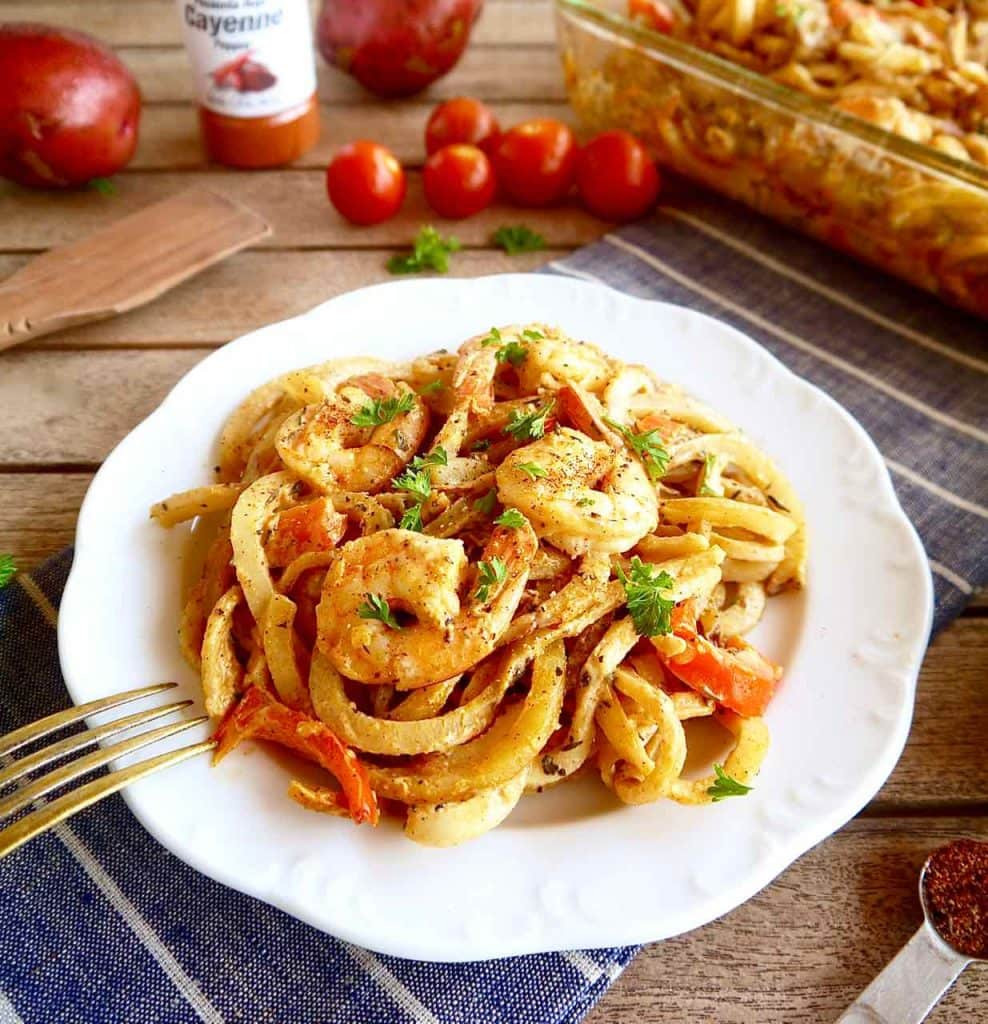 Shrimp Casserole With Noodles
 Cajun Shrimp and Spiralized Potato Casserole Paleo