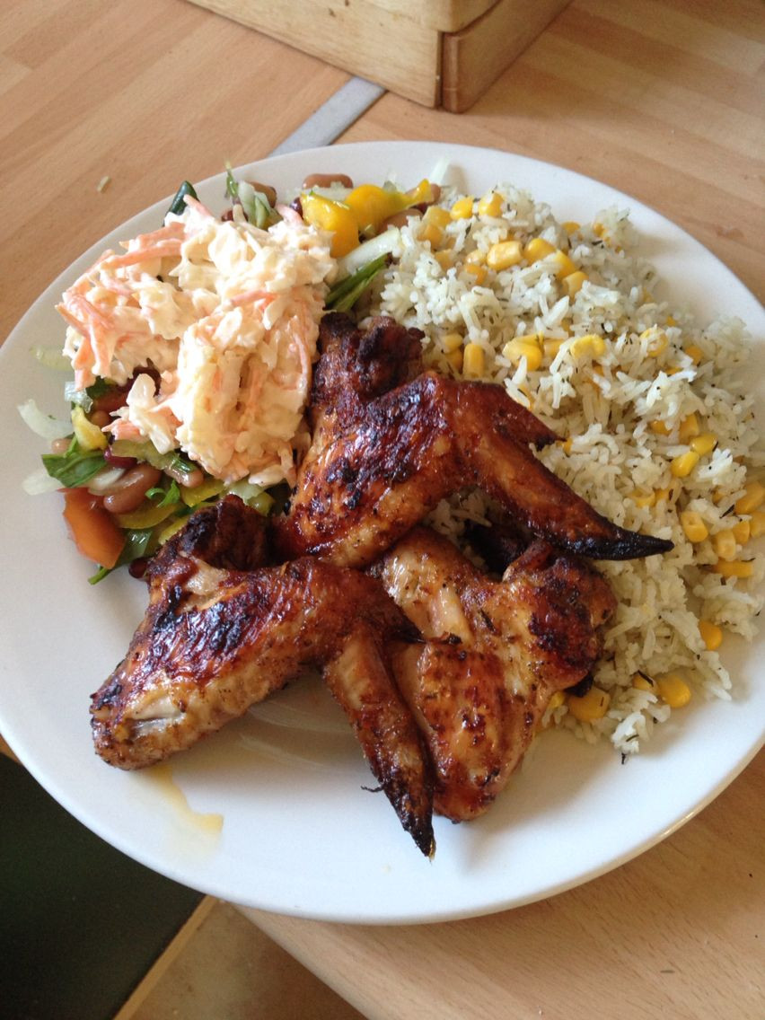 Side Dishes For Chicken Wings
 Jerk chicken wings with pilar rice and sweet corn With