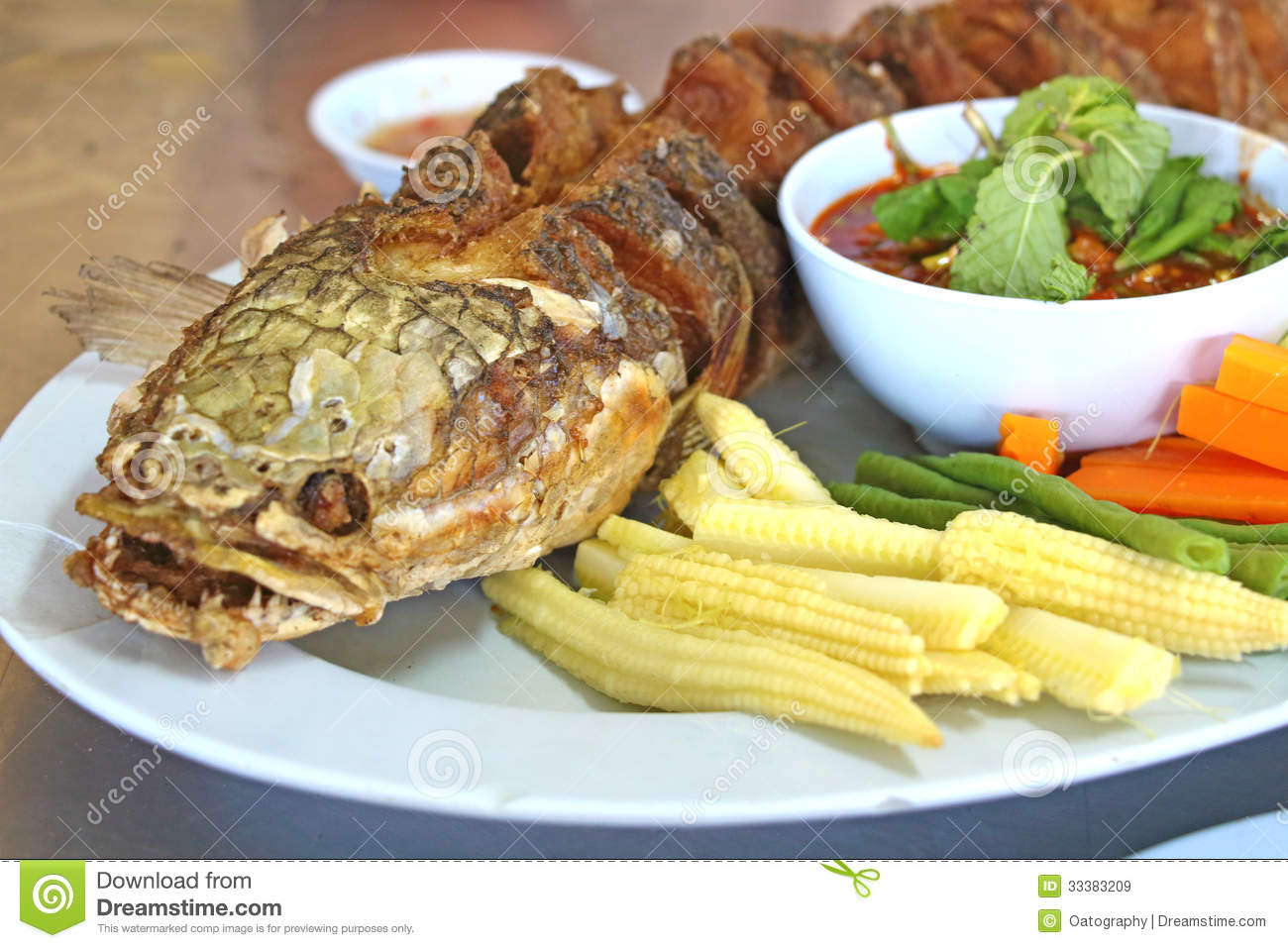 Side Dishes To Go With Fish
 Snake head fish fried stock image Image of dinner crisp