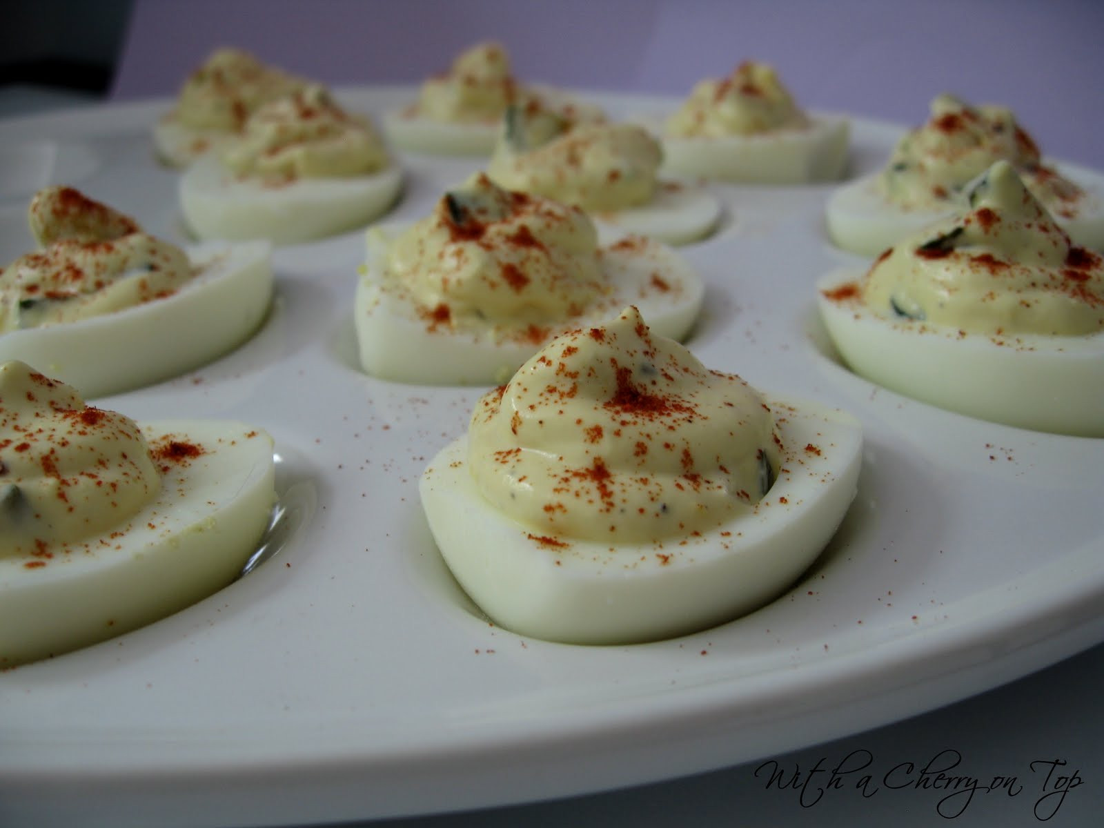Southern Style Deviled Eggs
 With a Cherry on Top Southern Style Deviled Eggs