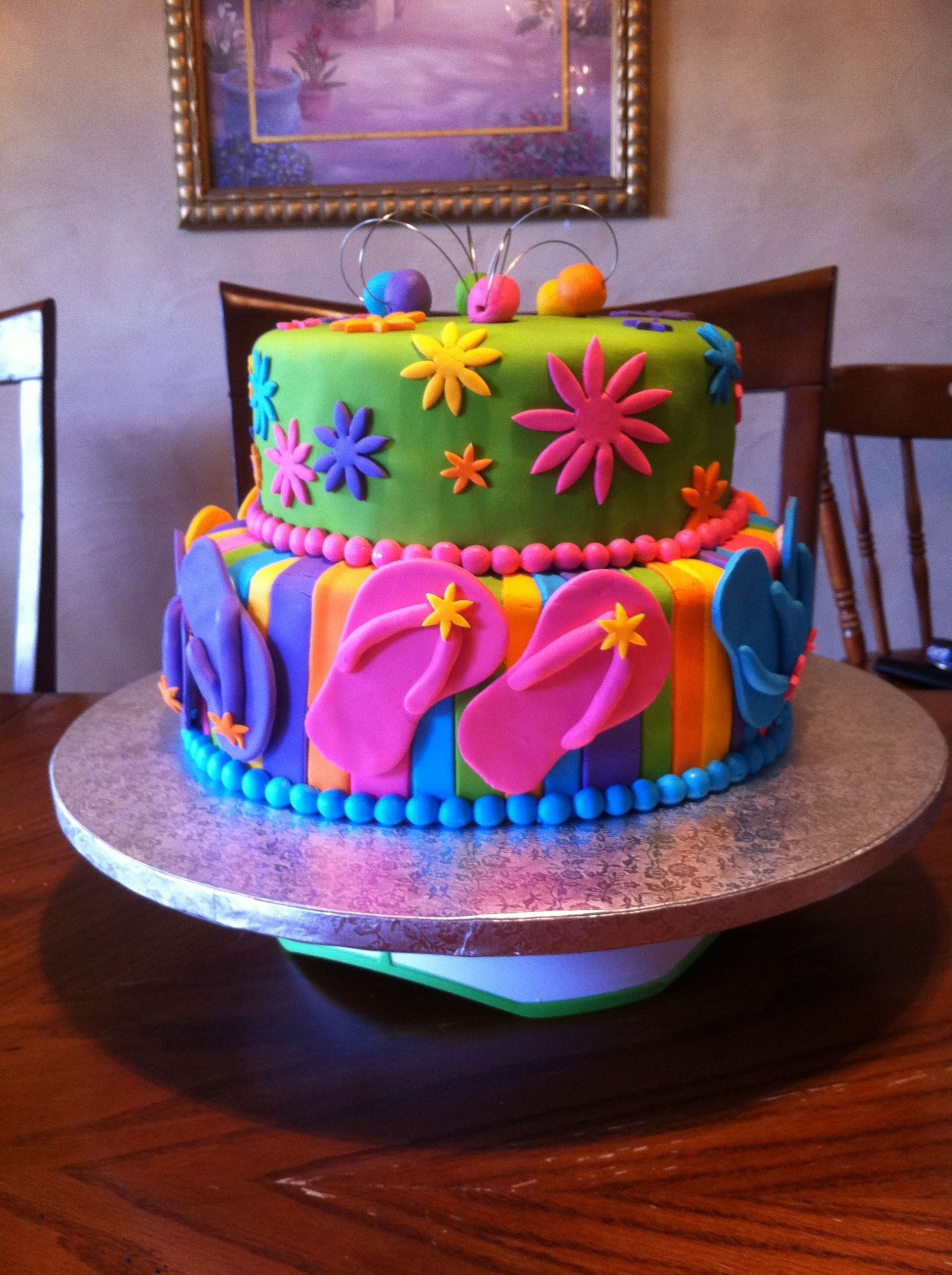 Summer Birthday Cake
 Flip Flop Cake Fun summer birthday cake with flip flops