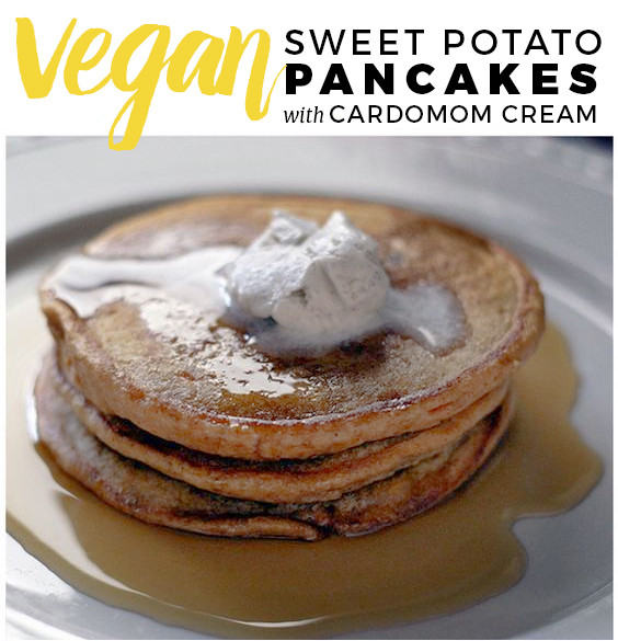 Sweet Potato Pancakes Vegan
 Vegan Sweet Potato Pancakes with Cardamom Coconut Cream