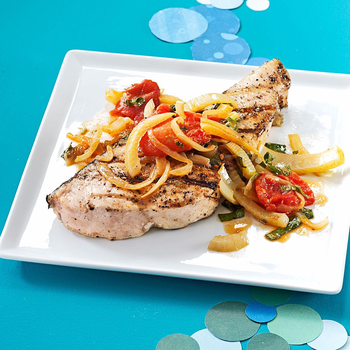 Swordfish Side Dishes Swordfish with Fennel and Tomatoes Recipe