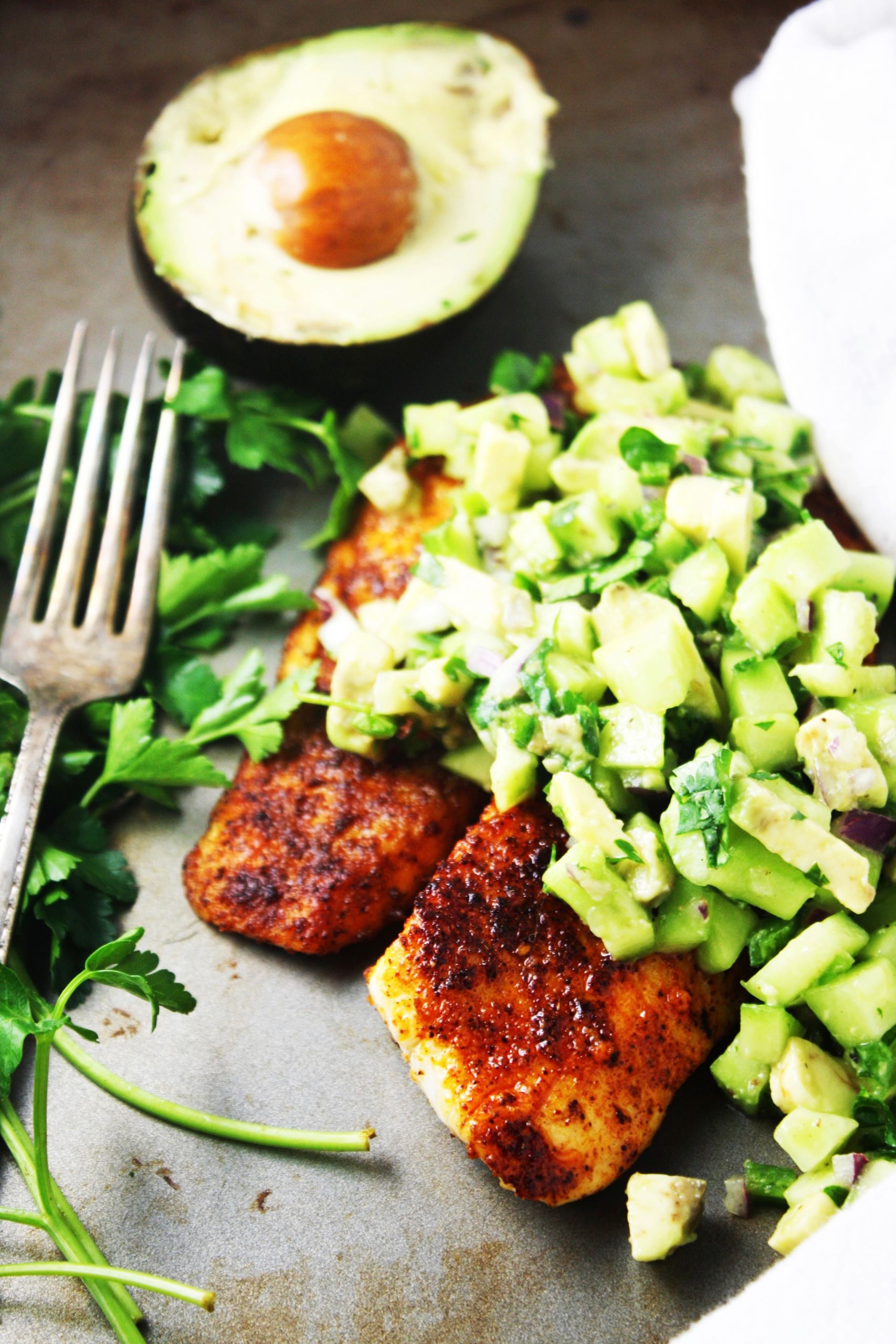 Talapia Side Dishes
 Blackened Tilapia with Cucumber Avocado Salsa [21 Day Fix]