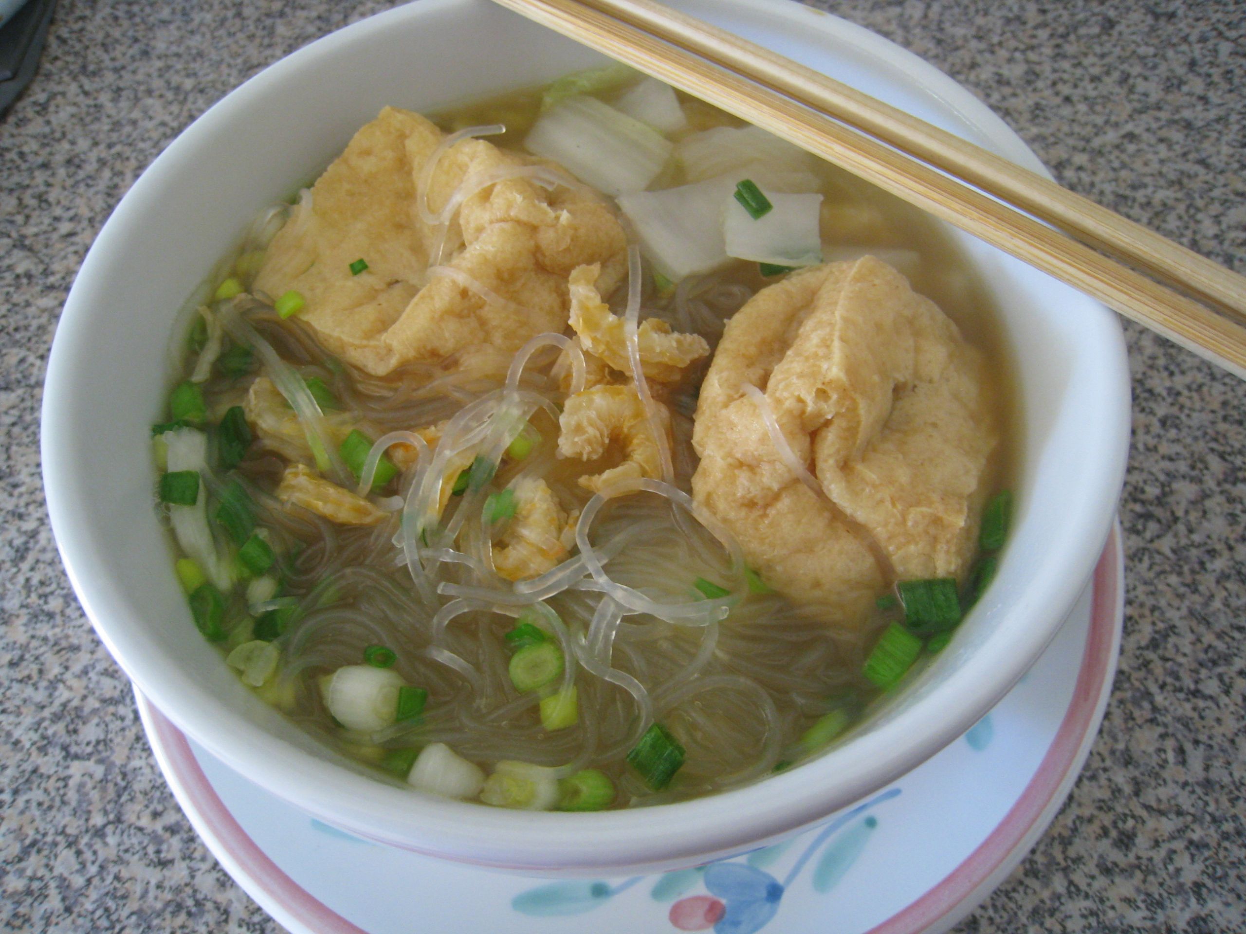 Tofu Chicken Noodle Soup
 Fried Tofu Cellophane Noodle Soup My no meat meal 15