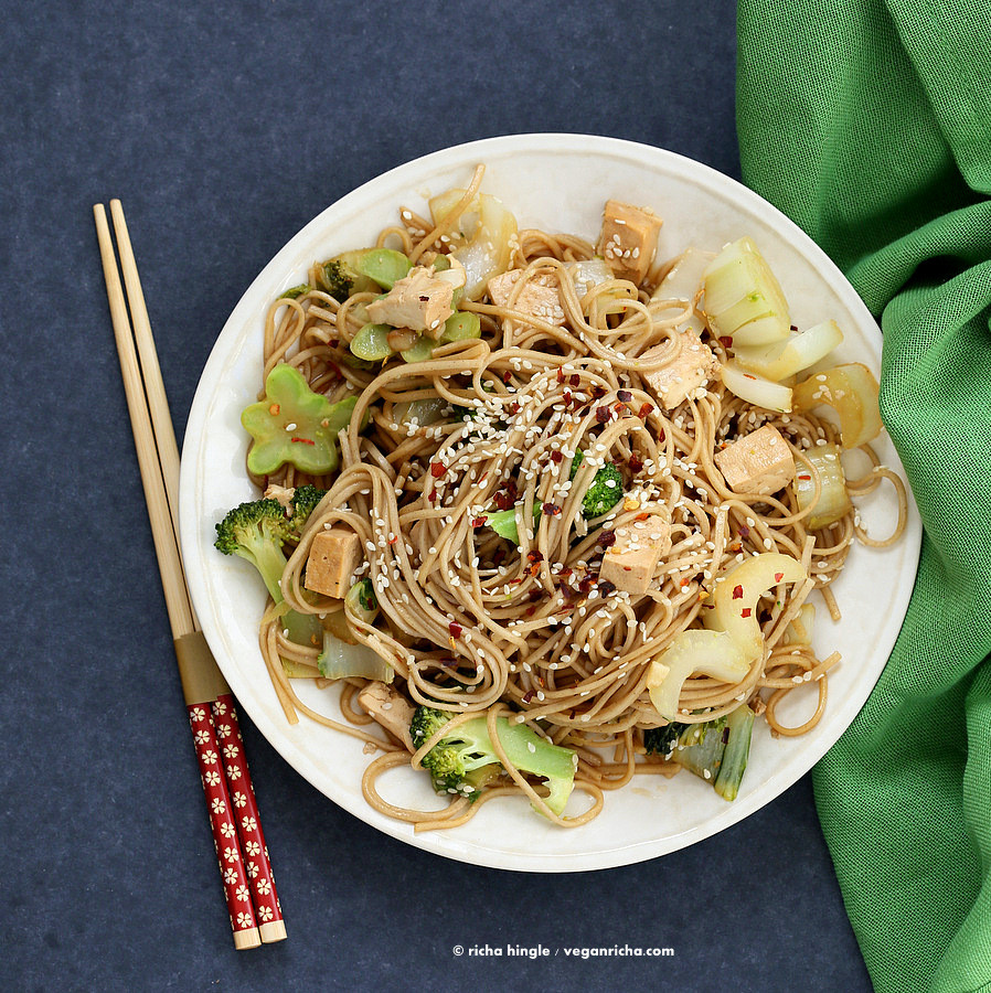 Tofu Stir Fry Noodles
 Tofu Broccoli Bok Choy Stir fry with Garlic Sesame Soy