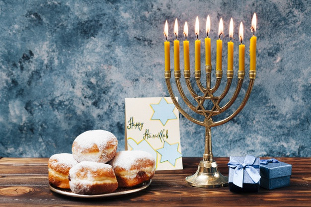Traditional Hanukkah Desserts
 Traditional hanukkah sweets with candles