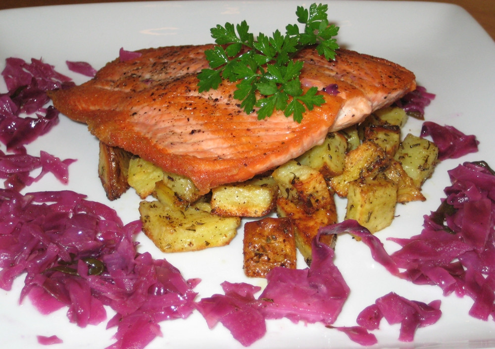 Trout Side Dishes
 Dinner and a Movie Steelhead Trout with Braised Red