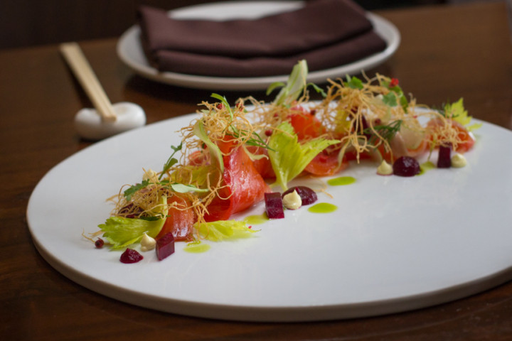 Trout Side Dishes
 Signature dish Beet cured trout at Iyasare — Berkeleyside