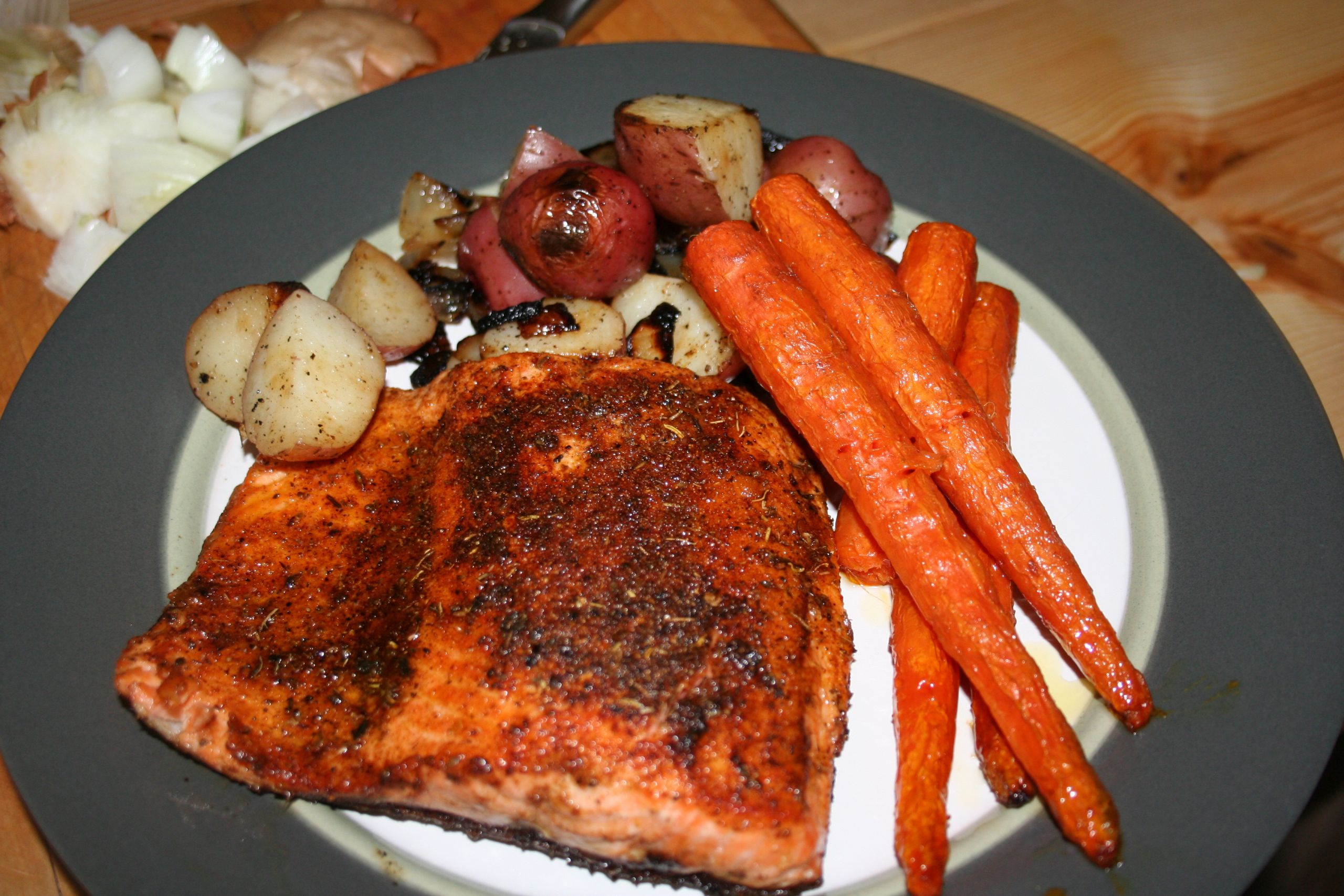 Trout Side Dishes
 Blackened Trout with Honey Glazed Carrots & Redskin