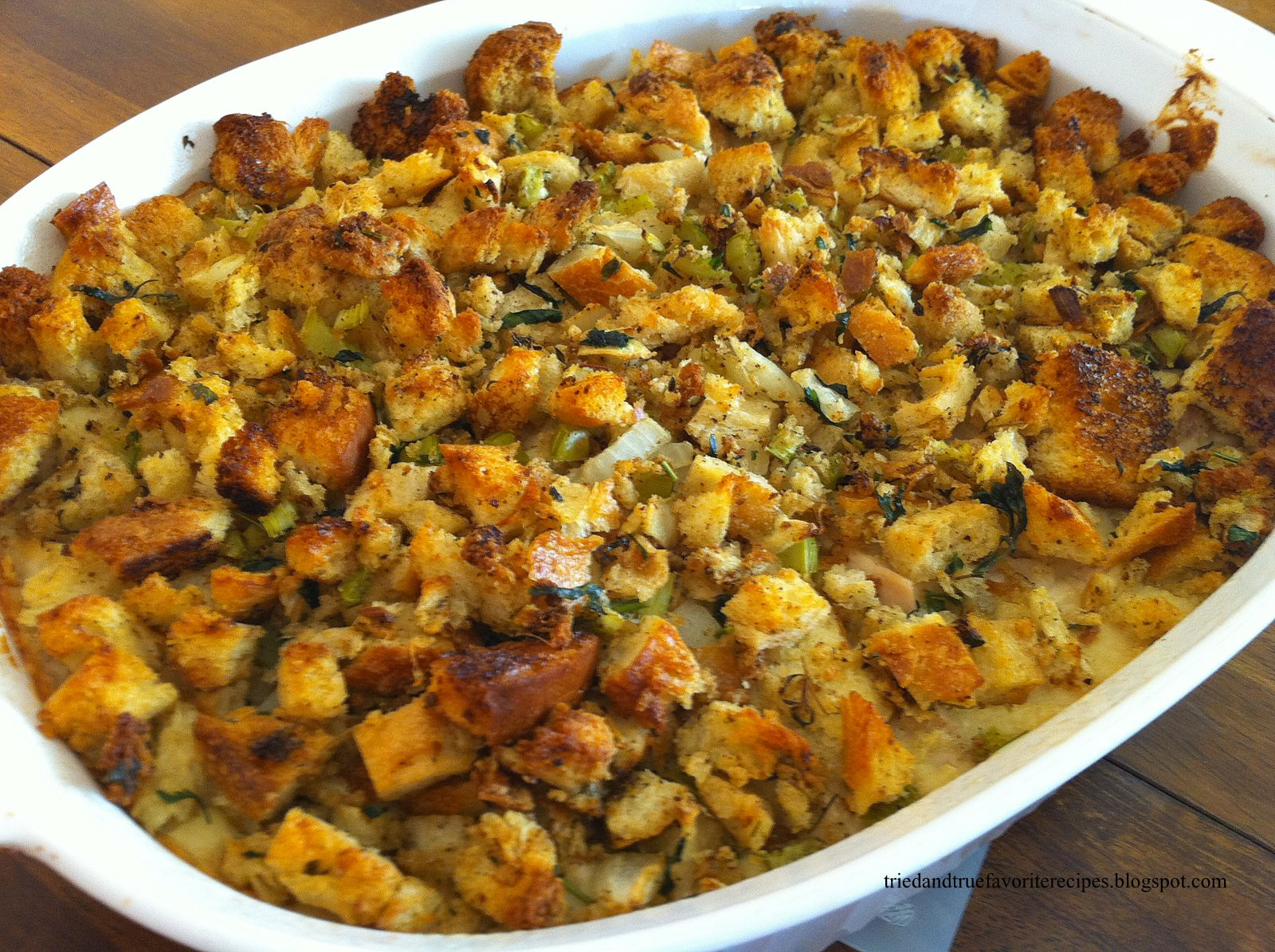 Turkey Stuffing Casserole
 Tried and True Favorite Recipes Chicken or Turkey and
