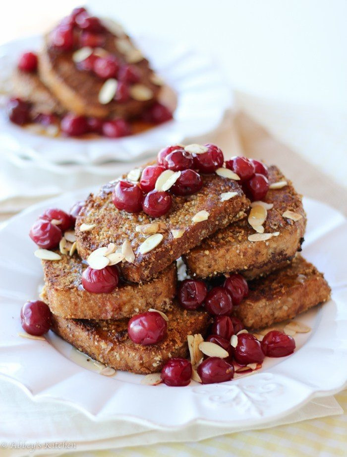 Vegan French Toast
 Healthy Vegan French Toast with Almond Crust & Sour Cherry