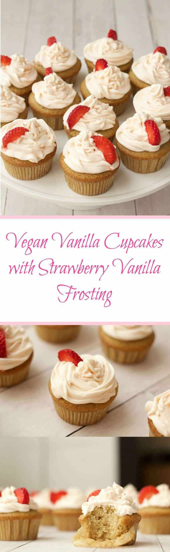 Vegan Strawberry Cupcakes
 Vegan Vanilla Cupcakes with Strawberry Vanilla Frosting