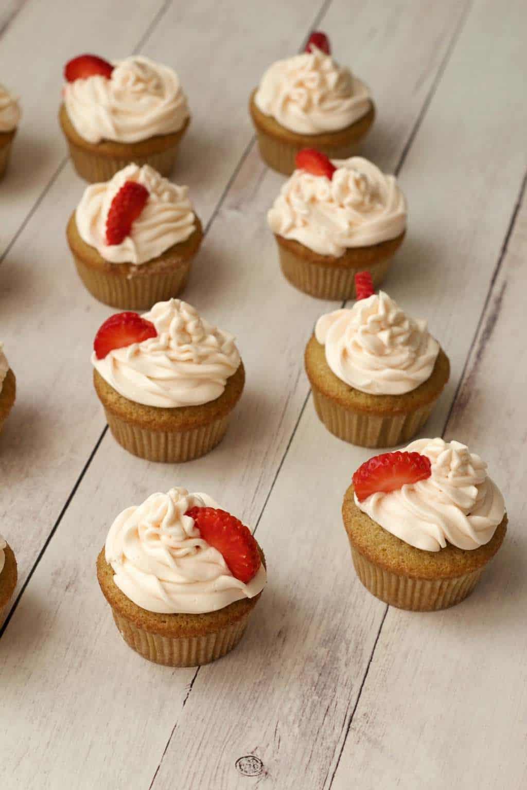 Vegan Strawberry Cupcakes
 Vegan Vanilla Cupcakes with Strawberry Vanilla Frosting