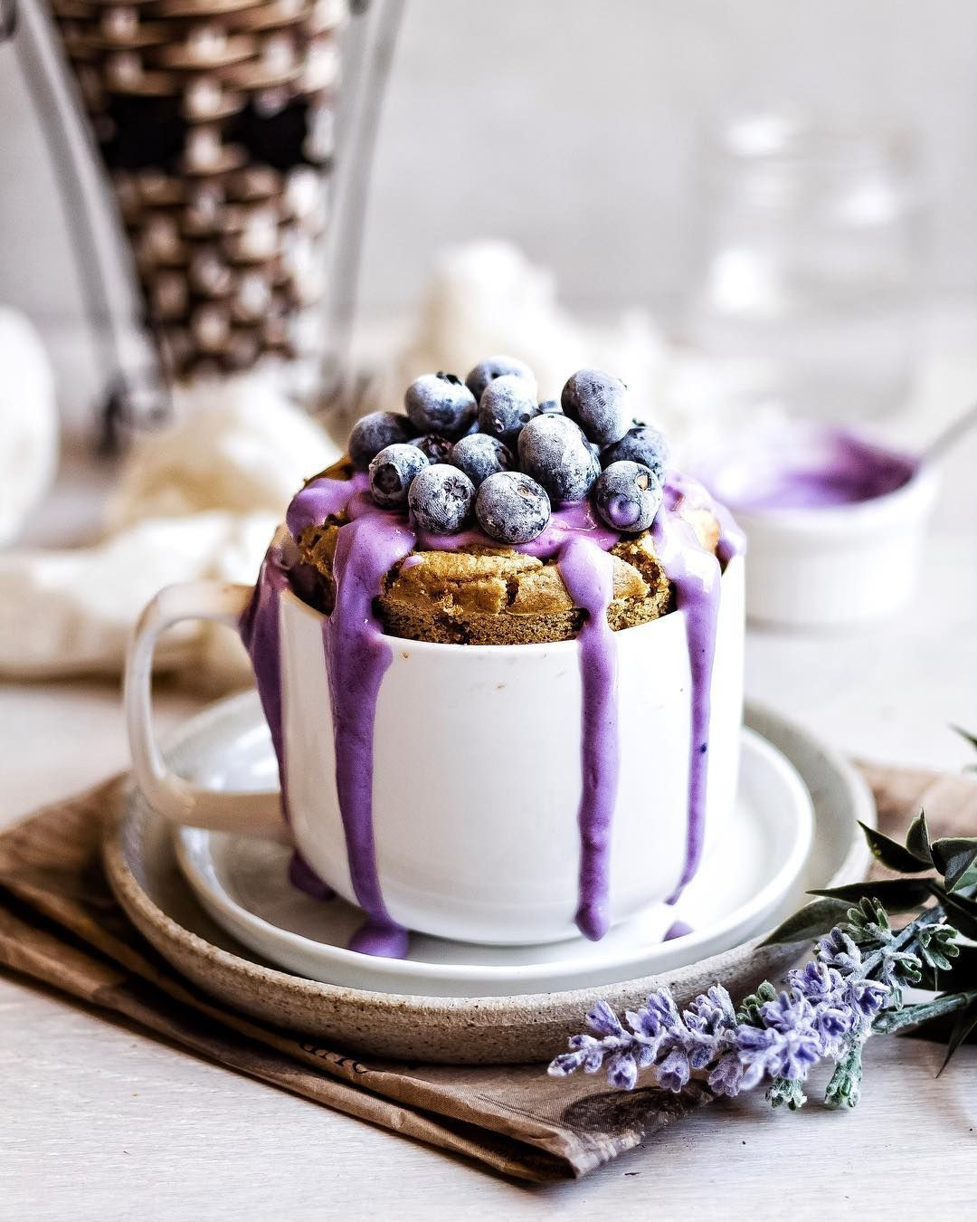 Vegan Vanilla Mug Cake
 vegan vanilla mug cake ☕🧁 with blueberries and coconut