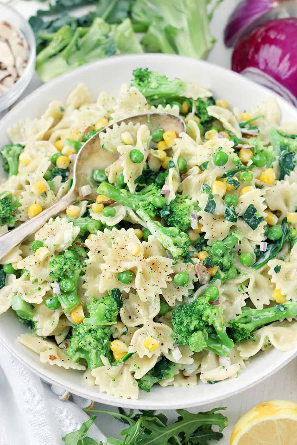 Vegetable Pasta Salad Recipes
 20 Minute Creamy Lemony Ve able Pasta Salad Bowl of