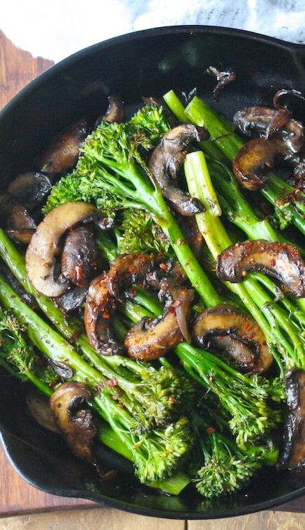Vegetable Side Dishes For Chicken
 Roasted Broccolini with Mushrooms in Balsamic Sauce