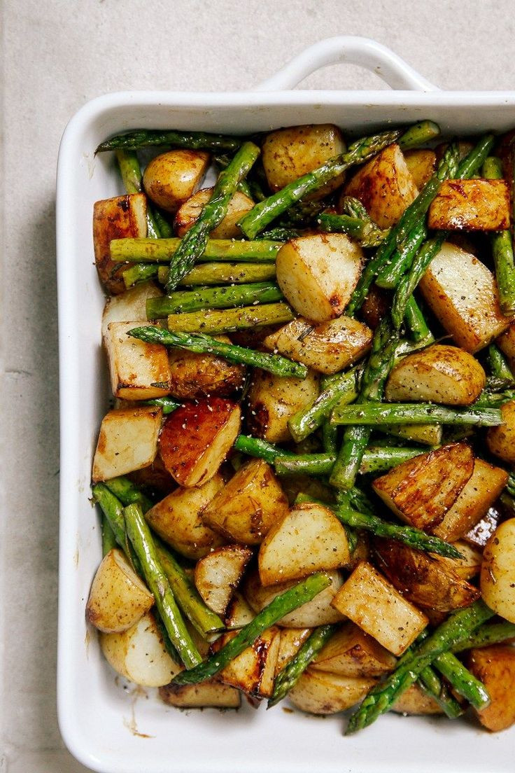 Vegetarian Asparagus Recipe
 Balsamic Roasted New Potatoes with Asparagus