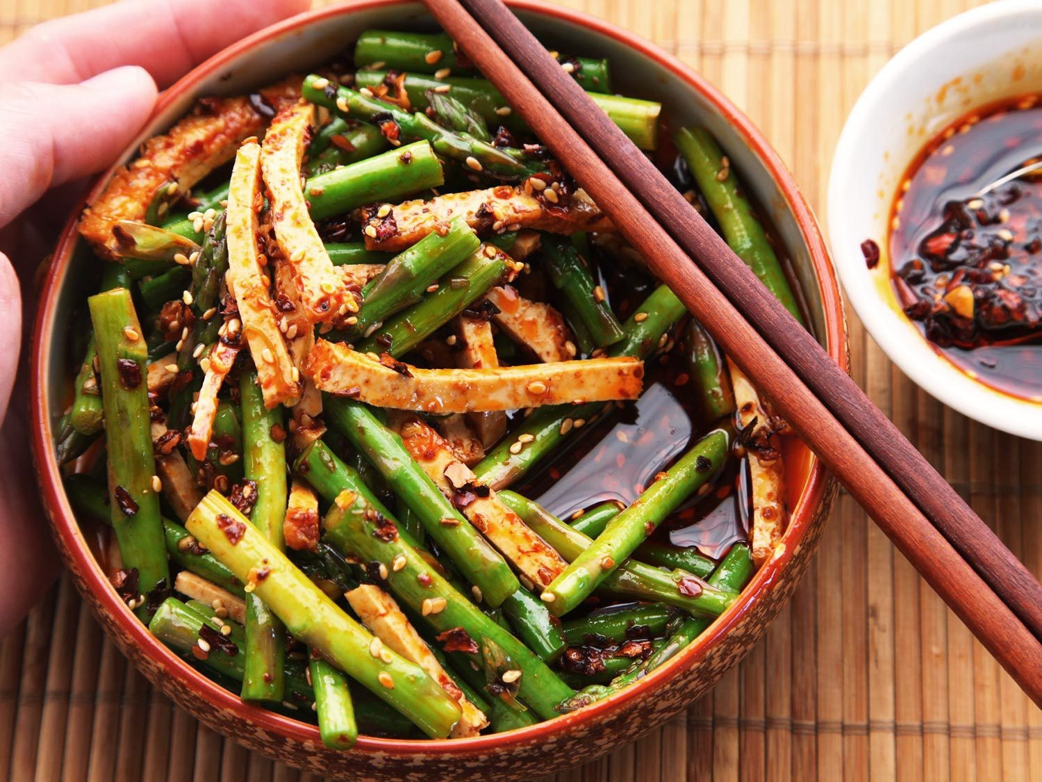 Vegetarian Asparagus Recipe
 Sichuan Style Asparagus and Tofu Salad Recipe