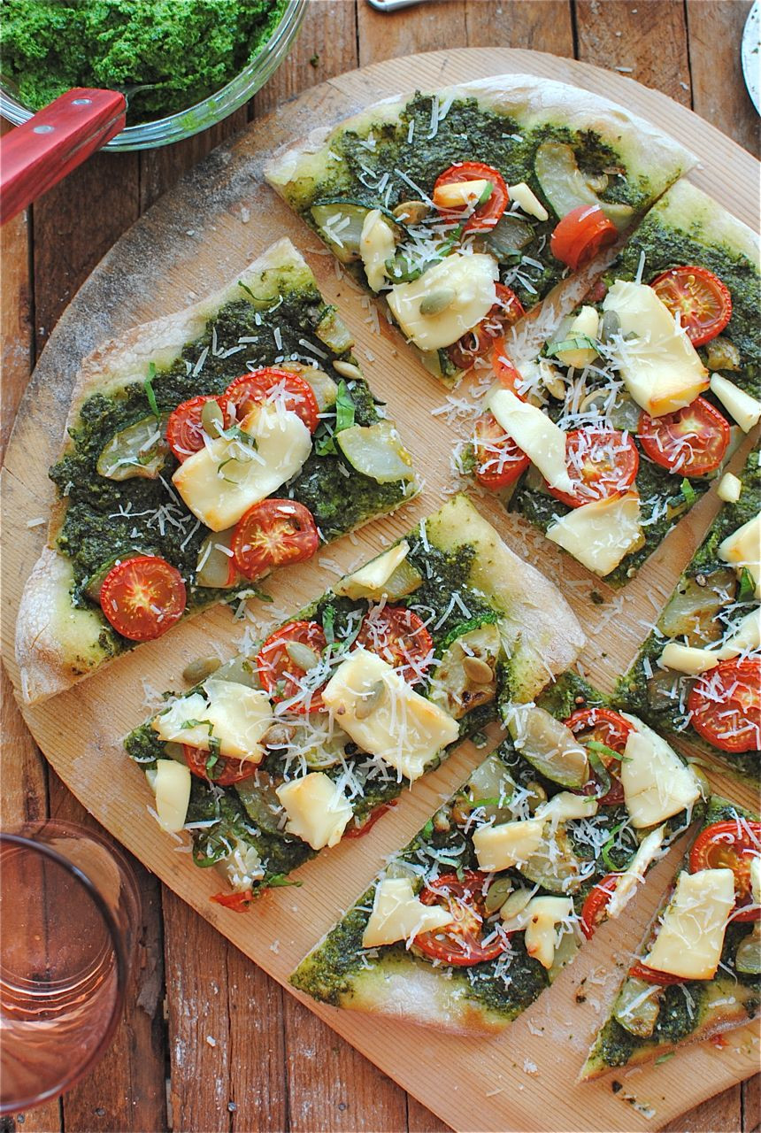 Veggie Pizza Toppings
 Garden Veggie Pizza with Kale Pesto and Brie